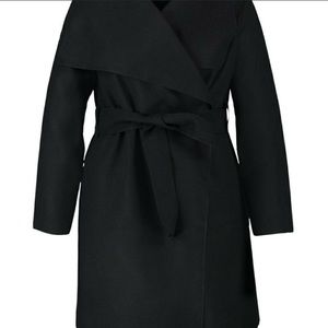 Boohoo wool look wrap coat.